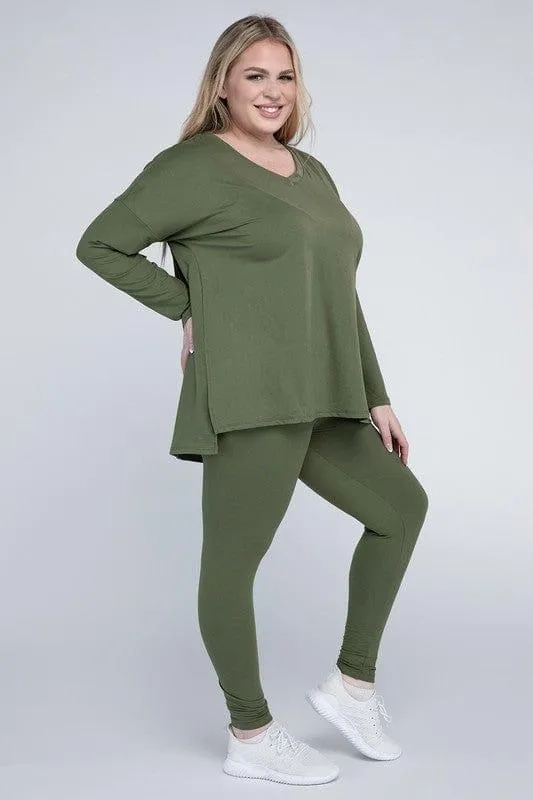 Zenana Plus Size Buttery Soft Loungewear Set