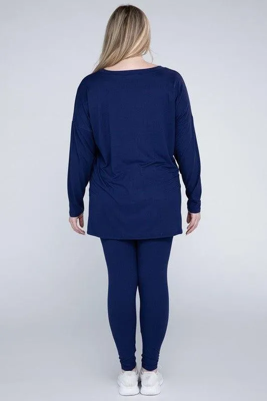 Zenana Plus Size Buttery Soft Loungewear Set