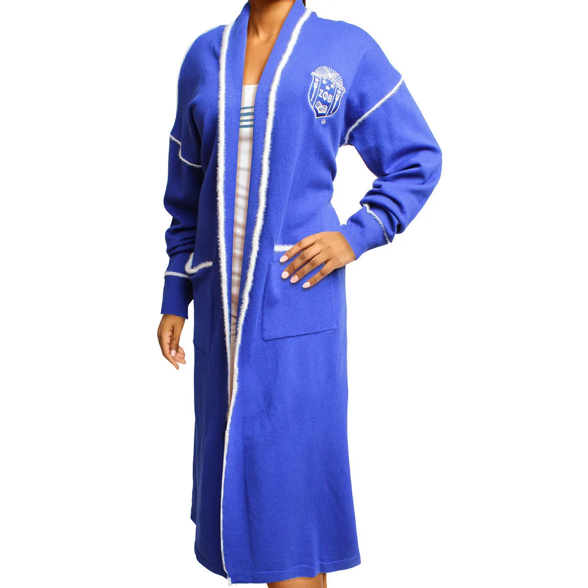 Zeta Phi Beta Apparel Sweater Cardigan ZPB Sorority Medium Long Duster Cardigan for Women