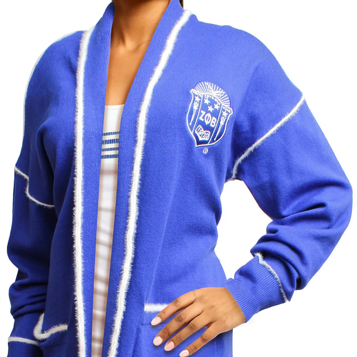 Zeta Phi Beta Apparel Sweater Cardigan ZPB Sorority Medium Long Duster Cardigan for Women